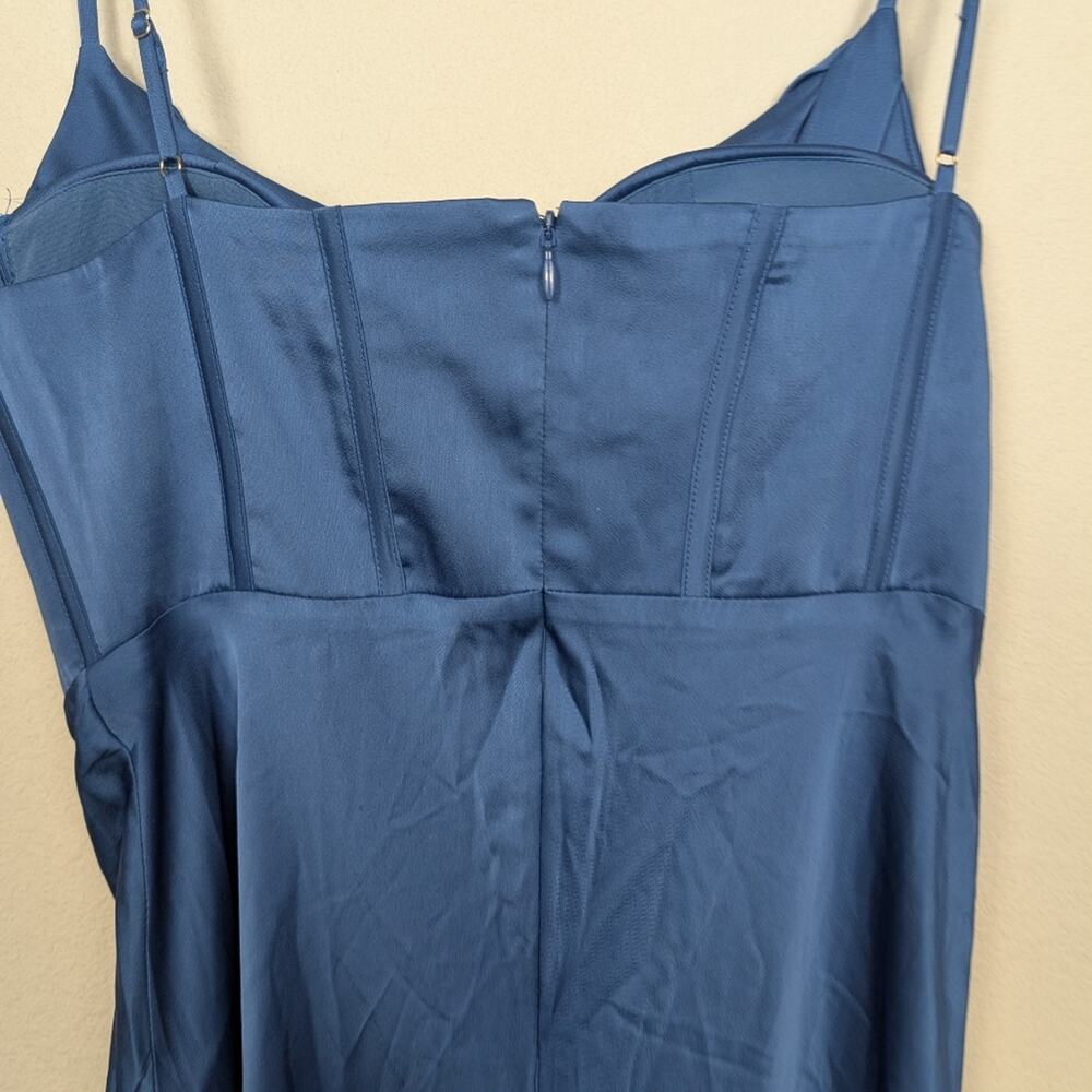 ASTR The Label Cannes Maxi Dress M Blue Satin Bustier Formal Evening Elegant - Picture 7 of 11